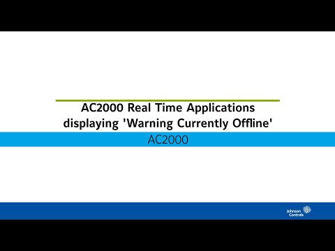 AC2000 Real Time Applications displaying ‘Warning Currently Offline’